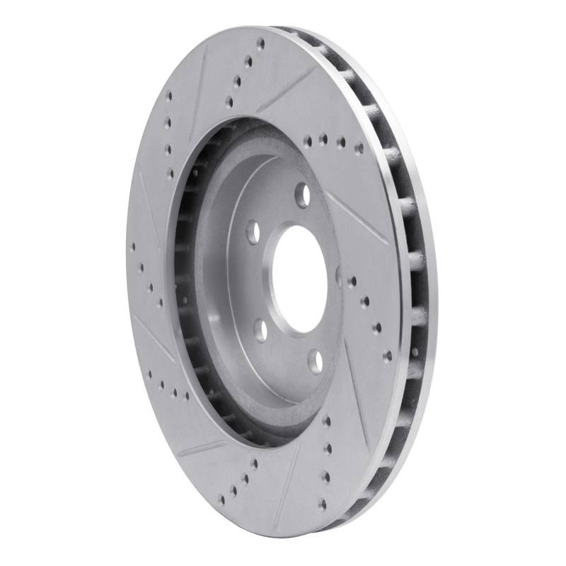 Ford Mustang Brake Rotor (1) - Front Right - R1 Concepts - Drilled & Slotted - Silver - `94-`04